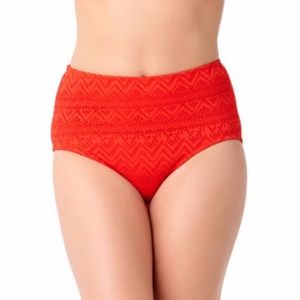 XL Orange Sizzle Solid Crochet High Waisted Bottom